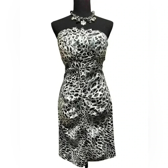 Animal print black, grey, silver semi formal tube dress, EUC, Size 7/8 - Picture 5 of 6